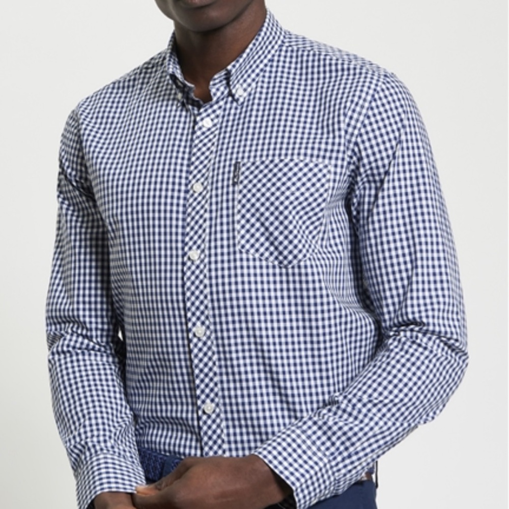 Ben Sherman Blue, Black, & White Signature Gingham Longsleeve Shirt Men’s XL